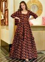 Cotton Silk Multi Colour Traditional Wear Printed Readymade Gown